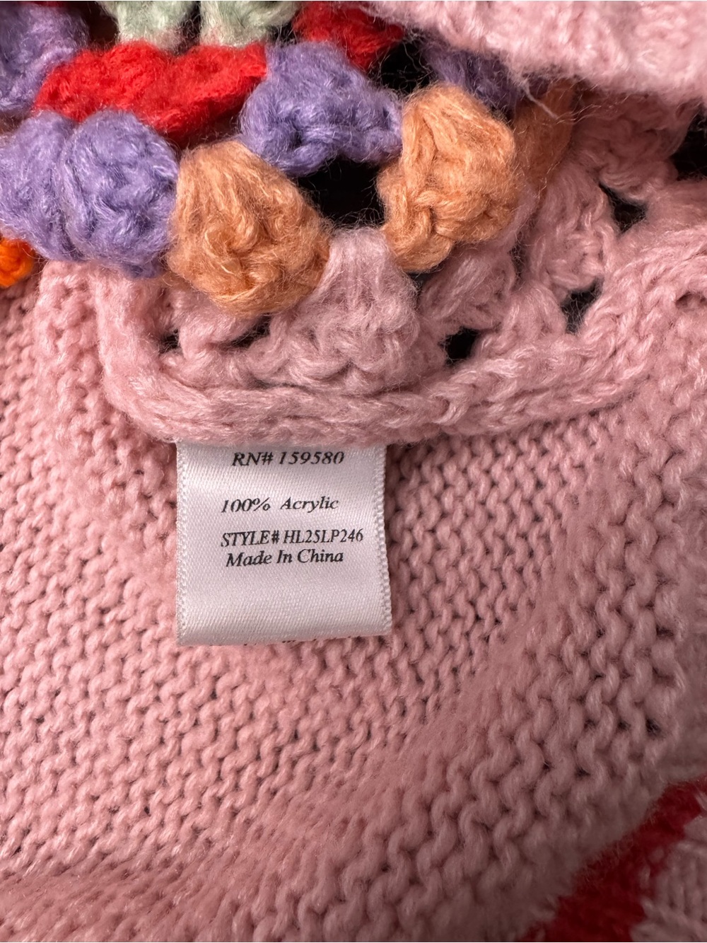 Pink Lily Pastel Pink Crochet Patchwork Cardigan - Picture 11 of 17